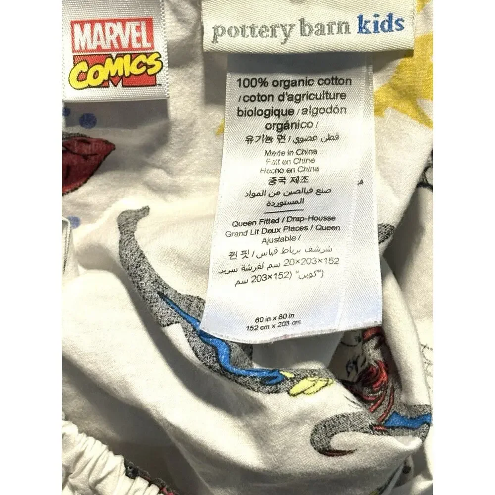 Pottery Barn Kids PBK Queen Size Marvel Comics Superheroes Sheet Set 4 Pcs